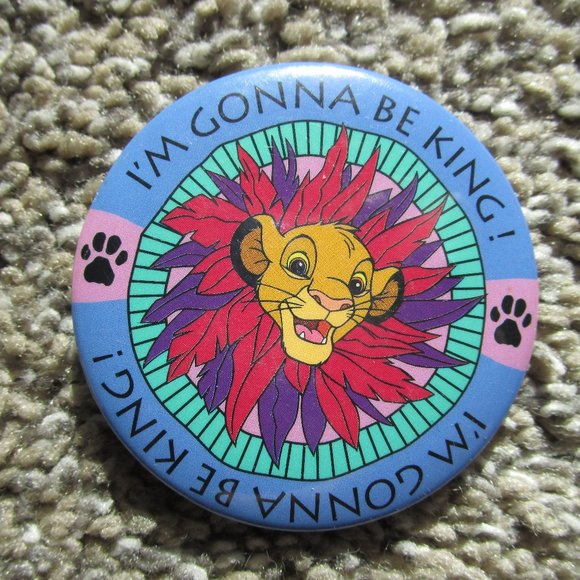 2 90's Pins OG Lion King Pin Button Simba "I'M GONNA BE KING!" + GET! - Picture 1 of 5